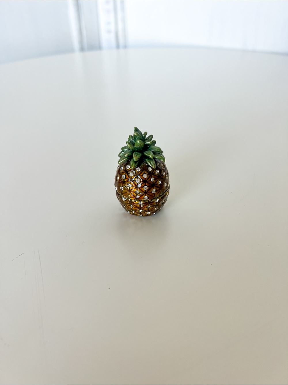 Pineapple Trinket Box - Gold and Green Decorative Accent